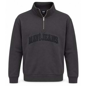 Mavi M0S20113-91405 Mavi Jeans Logo Nakışlı Yarım Fermuarlı Erkek Sweatshirt