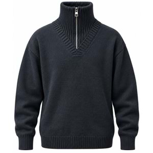 Mavi M0720031-70490 Mavi Yarım Fermuarlı Koyun Yünü Kazak Sweatshirt