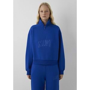 Mavi M1S20130-70896 Mavi Logo Baskılı Yarım Fermuarlı Kadın Sweatshirt