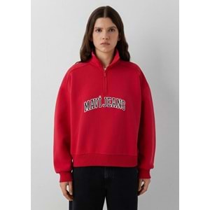 Mavi M1S20132-84371 Mavi Jeans Logo Baskılı Yarım Fermuarlı Kadın Sweatshirt