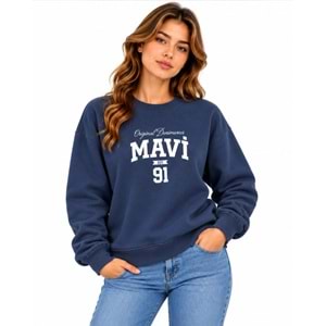 Mavi M1S20140-70487 Mavi Logo Baskılı Kadın Sweatshirt