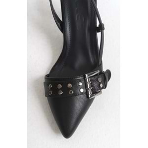 Feles Zımba Toka Detaylı Arkası Açık Stiletto Kadın Topuklu Ayakkabı