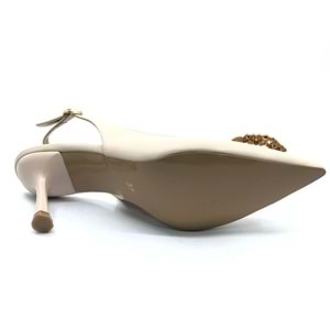 Feles Taşlı Toka Detaylı Arkası Açık Stiletto Kadın Topuklu Ayakkabı
