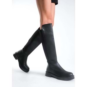Seribo Binici Düz Taban Arkası Streç Fermuarlı Kadın Çizme