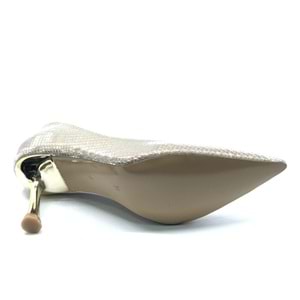 Feles 7 Cm Ayna Topuk Poti Kare Desen Stiletto Kadın Ayakkabı