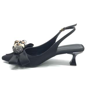 Feles Fular Kurdela Detaylı Arkası Açık Stiletto Kadın Topuklu Ayakkabı