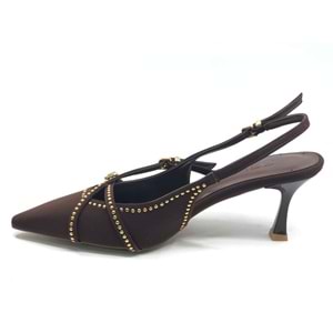 Feles Zımba Toka Detaylı Arkası Açık Stiletto Topuklu Kadın Ayakkabı