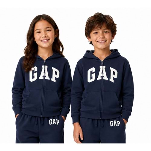 Gap V-Bas Heritage Gap Logo Baskılı Kapüşonlu Çocuk Sweatshirt