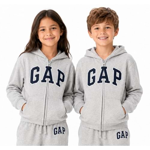 Gap V-Bas Heritage Gap Logo Baskılı Kapüşonlu Çocuk Sweatshirt