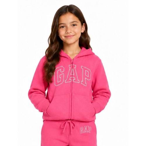 Gap V-Bas Heritage Gap Logo Baskılı Kapüşonlu Çocuk Sweatshirt