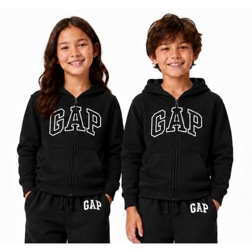 Gap V-Bas Heritage Gap Logo Baskılı Kapüşonlu Çocuk Sweatshirt