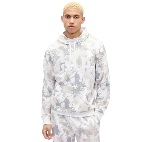 Gap 821645 Kamuflaj Logo Erkek Kapüşonlu Sweatshirt
