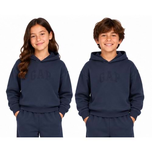 Gap V-Bas Heritage Gap Logo Baskılı Kapüşonlu Çocuk Sweatshirt