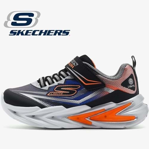 Skechers Flex Glow Ultra 400139L-BKSL Ortopedik Işıklı Çocuk Spor Ayakkabı