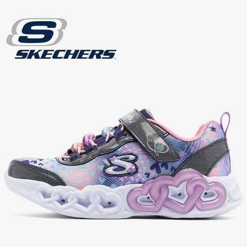 Skechers Infinite Heart Lights Heart Jewels 303261L-NVMT Işıklı Ortopedik Çocuk Spor Ayakkabı