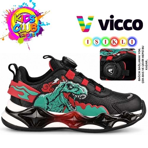 Vicoo Vazkez Dinazor Akıllı Bağcıklı Işıklı Ortopedik Çocuk Spor Ayakkabı