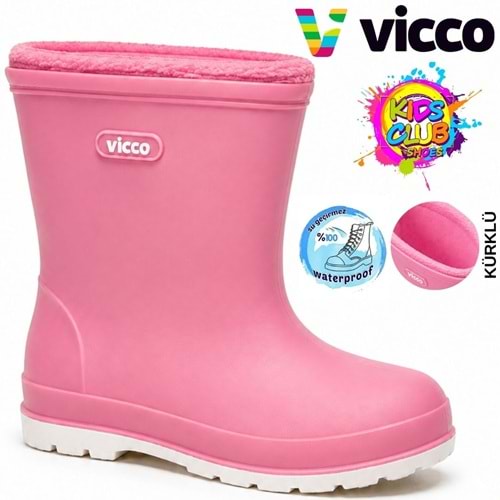 Vicco Mellow Kürklü Pvc Su Çizmesi Yağmur Botu Ortopedik Çocuk Bot