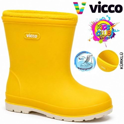 Vicco Mellow Kürklü Pvc Su Çizmesi Yağmur Botu Ortopedik Çocuk Bot