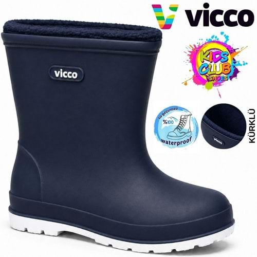 Vicco Mellow Kürklü Pvc Su Çizmesi Yağmur Botu Ortopedik Çocuk Bot
