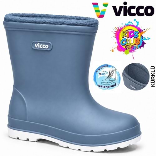 Vicco Mellow Kürklü Pvc Su Çizmesi Yağmur Botu Ortopedik Çocuk Bot