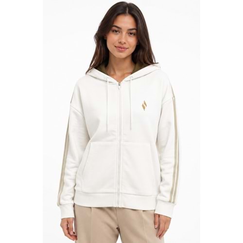 Skechers S2620121-3855 W Stripe Zip Hoodie Kapüşonlu Fermuarlı Sweatshirt Kadın Sweatshirt