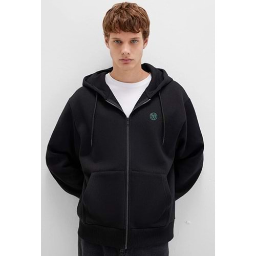 Mavi M066979-900 Mühür Logo Nakışlı Ceket Kapüşonlu Fermuarlı Erkek Sweatshirt