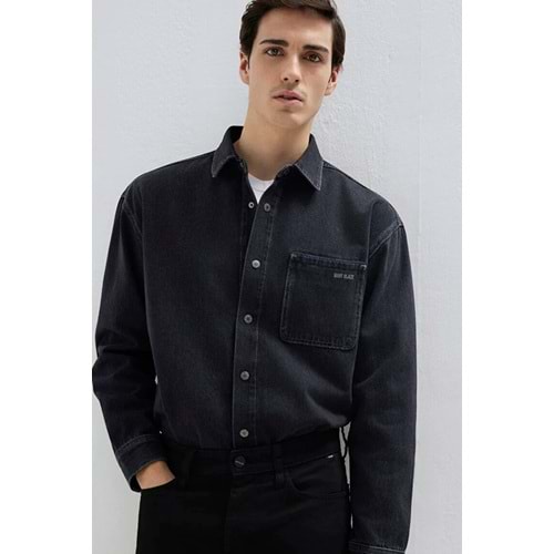 Mavi M0210588-85622 Aidan Mavi Black Antrasit Jean Gömlek Erkek Gömlek