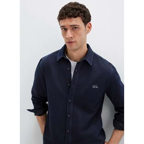 Mavi M0210496-85224 Mavi Roy Lux Black Jean Gömlek Erkek Gömlek