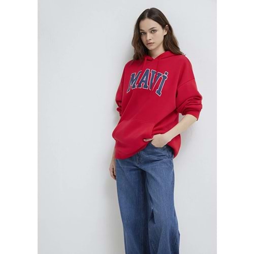 Mavi M1600361-82054 Mavi Logo Baskılı Kapüşonlu Kadın Sweatshirt