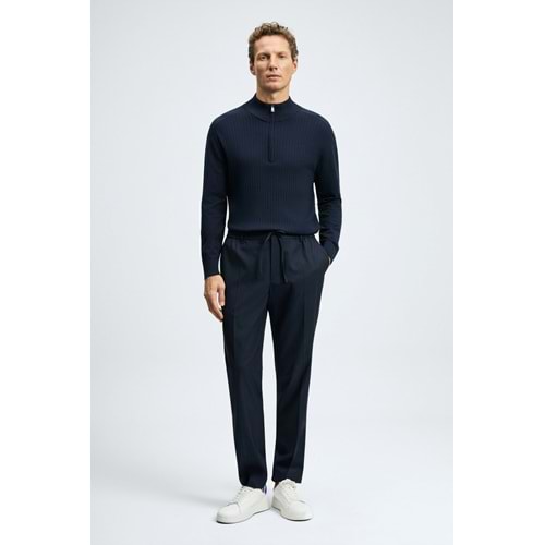 Lufian 112090189 Asher Fermuarlı Dik Yaka Triko Kazak Yarım Fermuarlı Erkek Sweatshirt