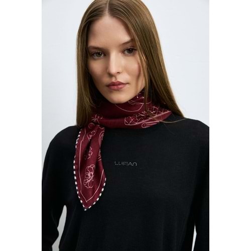Lufian 122090045 Lıa Yün Karışımlı Bisiklet Yaka Taş İşlemeli Triko Kazak Kadın Sweatshirt