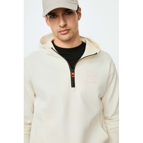 Lufian 112030216 Grayson Yarım Fermuarlı Kapüşonlu Erkek Sweatshirt