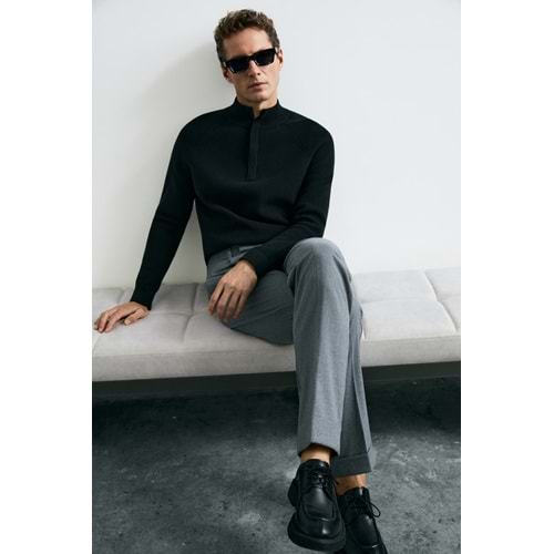 Lufian 112090200 Gabı Pamuk Karışımlı Fermuarlı Dik Yaka Triko Kazak Yarım Fermuarlı Erkek Sweatshirt