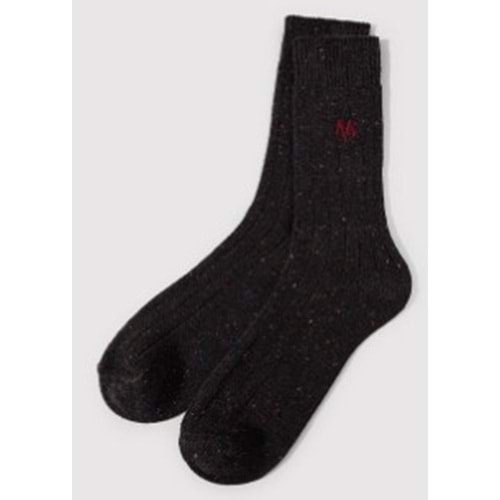 Mavi M Logo Nakışlı Unisex Çorap