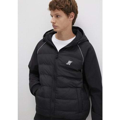 Mavi M0110559-71379 Su İtici Mavi Pro Logo Reflektör Detaylı Water-Replent Kapüşonlu Spandex Erkek Mont