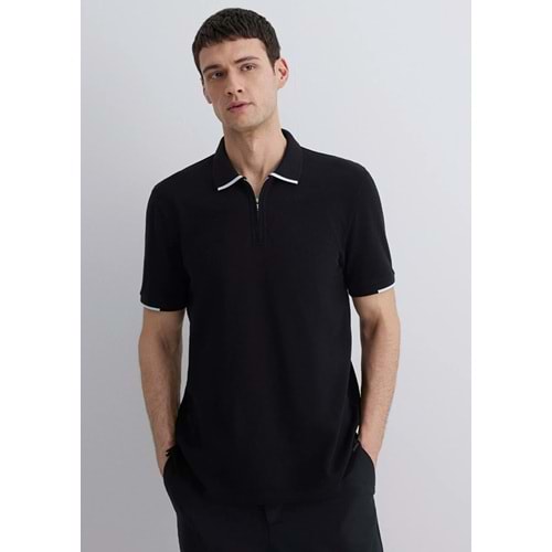 Mavi M0612654-900 Şerit Detaylı Black Polo Yaka Tişört Erkek Tişort