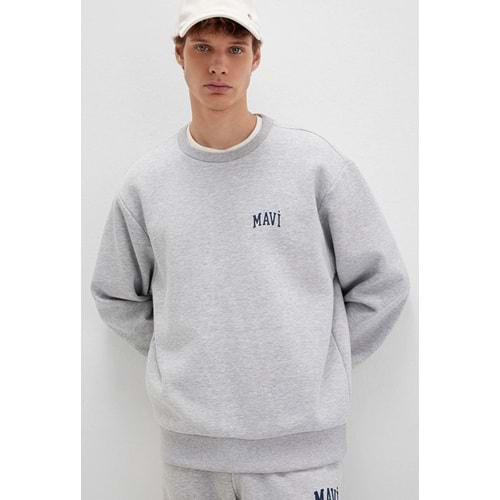 Mavi 0611716-80018 Logo Baskılı Bisiklet Yaka Sweatshirt