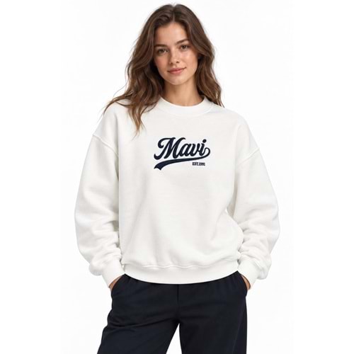 Mavi M1S0419-90194 Mavi Logo Nakışlı Kadın Sweatshirt