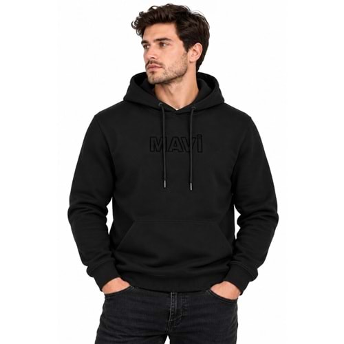 Mavi M0S10549-900 Mavi Logo Baskılı Erkek Kapüşonlu Sweatshirt