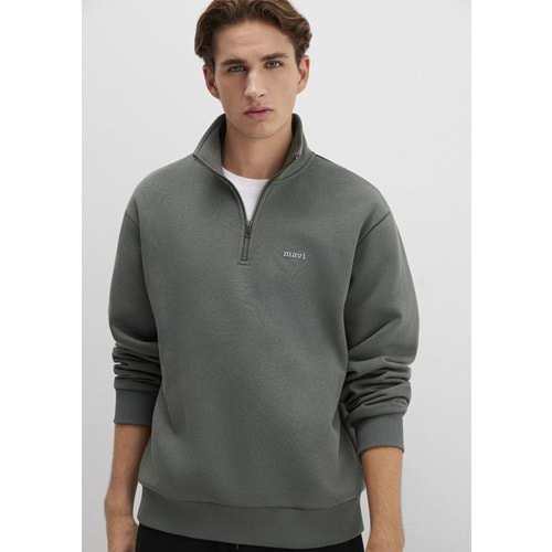 Mavi M0S10585-71598 Mavi Logo Baskılı Yarı Fermuarlı Sweatshirt Erkek Sweatshirt