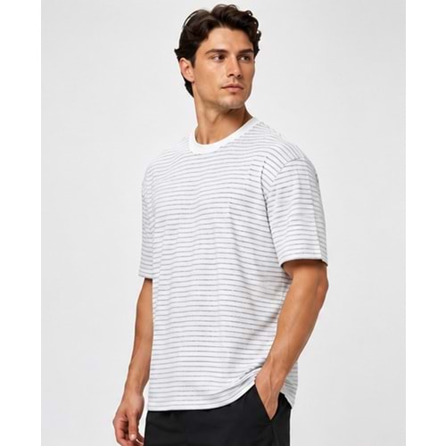 Mavi M0613317-86623 Mavi Çizgili Sky Captain Tişört Erkek T-Shirt
