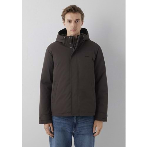 Mavi M0110833-70219 Mavi Nakış Logo Kapüşonlu Şişme Mont Erkek Mont