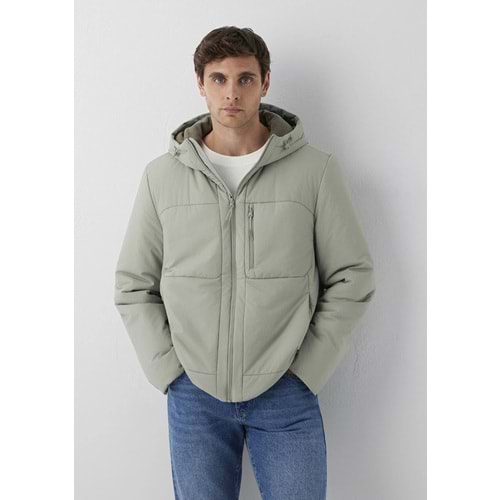 Mavi M0110840-71484 Mavi Kapüşonlu Şişme Mont Erkek Mont