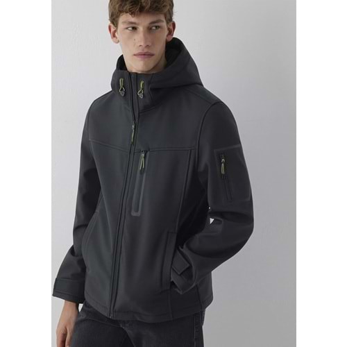 Mavi M0110848-71379 Mavi Su İtici Pro-Tech Water-Replent Kapüşonlu Spandex Erkek Mont