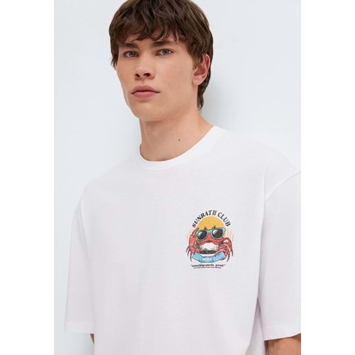 Mavi M0613386-620 Mavi Yengeç Baskılı Tişört Erkek T-Shirt