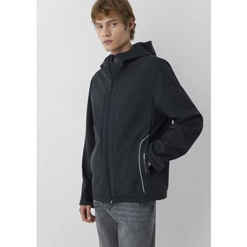 Mavi M0110852-71379 Mavi Su İtici Pro-Tech Water-Replent Kapüşonlu Spandex Erkek Mont