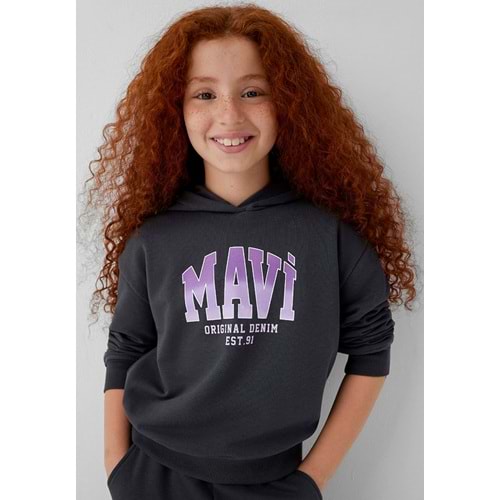 Mavi M7S10179-70087 Mavi Logo Baskılı Kapüşonlu Kız Çocuk Sweatshirt
