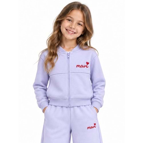 Mavi M7S10197-70523 Mavi Kalp Logo Baskılı Fermuarlı Kız Çocuk Sweatshirt