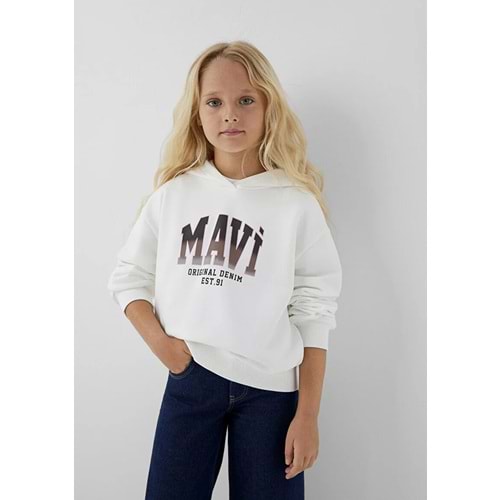 Mavi M7S10179-70057 Mavi Logo Baskılı Kapüşonlu Kız Çocuk Sweatshirt