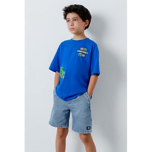 Mavi M6610495-70896 Minecraft Baskılı Erkek Çocuk Tişört